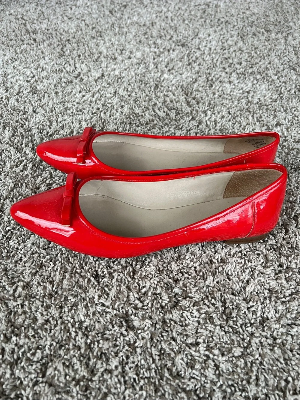 Nine West Women's Red Leather Bow Flats Shoes Size 8.5